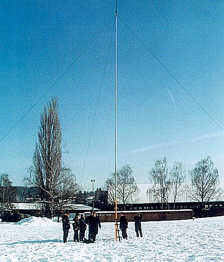 Clark Masts QT series portable mast deployed in snow conditions