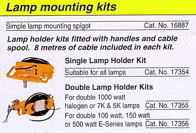 Clark Masts Teklite TF610 emergency portable lighting Lamp Mounting Kits