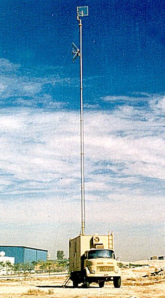 Clark Masts WT Series Portable Mast supporting microwave antennas