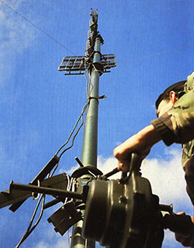 Clark Masts Type 73 Portable Mast being deployed