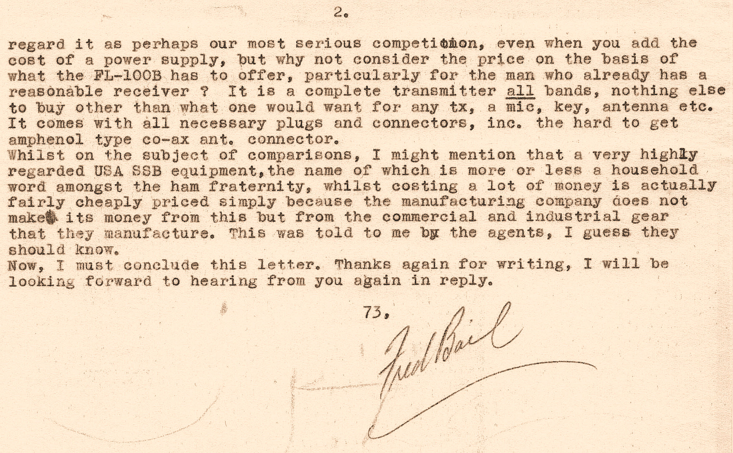 Fred Bail's Letter 2